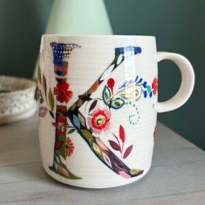 ANTHROPOLOGIE Starla M Halfmann Initial “K” Coffee Mug Tea Cup